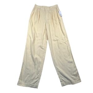 A New Day Linen Blend Wide Leg Pleated Pants High Waist Casual Trousers Yellow 4